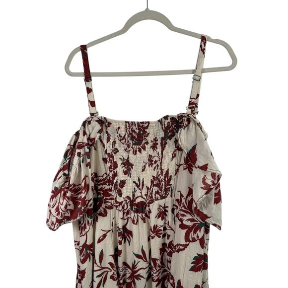 Anthropologie A+ Oahu Floral Linen Blend Midi Dress Off Shoulder Womens Plus 26W - Picture 8 of 11